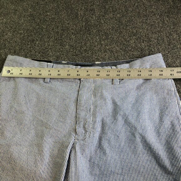 Banana Republic Aiden Club Chino Shorts Mens 32 Blue Seersucker Striped Nautical - Picture 5 of 10